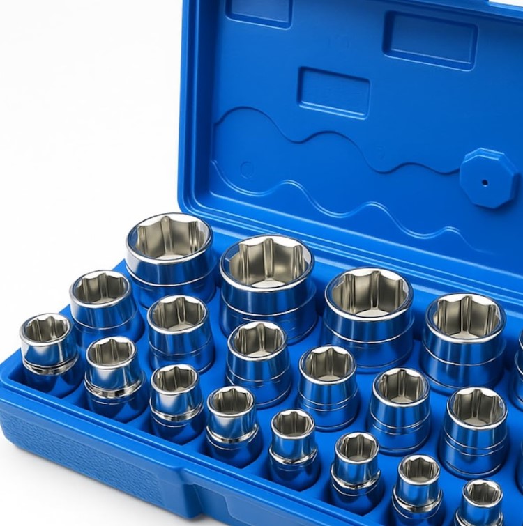 Bi-Hex Socket Set – Professional 1/2" Drive Metric Kit 10-32mm, Chrome Vanadium Steel | CR-V Bi-Hexagonal Sockets for Automotive, Industrial & Mechanical Repairs | UAE Workshop Essential, 19-Pc Set 